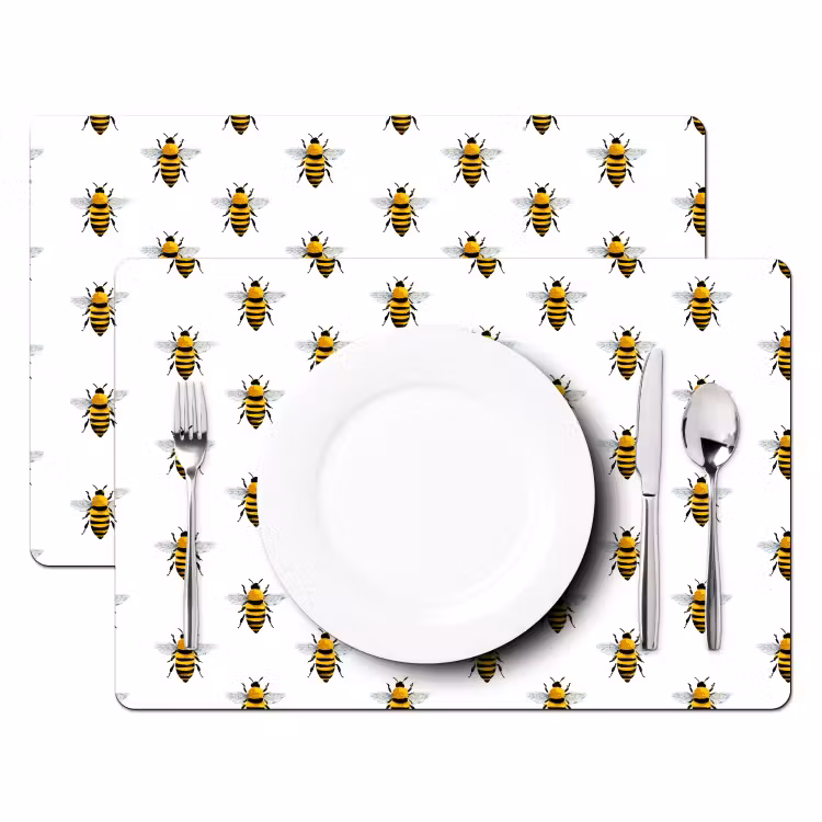 Set de table – 6 pièces - Abeilles - Intemporel - Blanc — 2