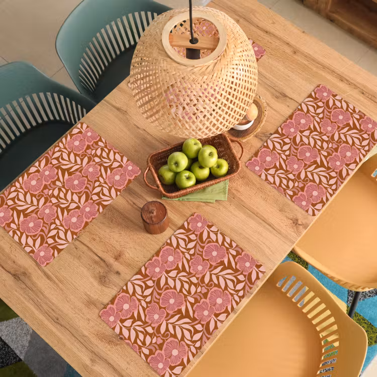 Set de table – 6 pièces - Atmosphère - Fleurs - Rose — 3
