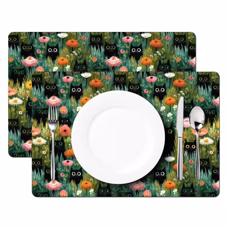 Set de table – 6 pièces - Chats - Fleurs - Coloré — 2