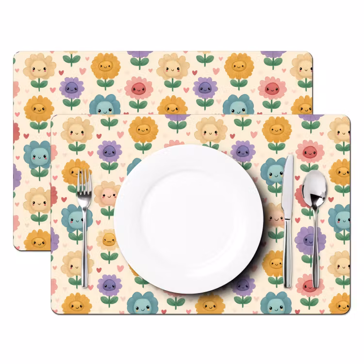 Set de table – 6 pièces - Fleurs - Coeurs - Colorés — 2