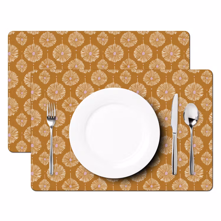 Set de table – 6 pièces - Fleurs - Moderne - Ocre — 2