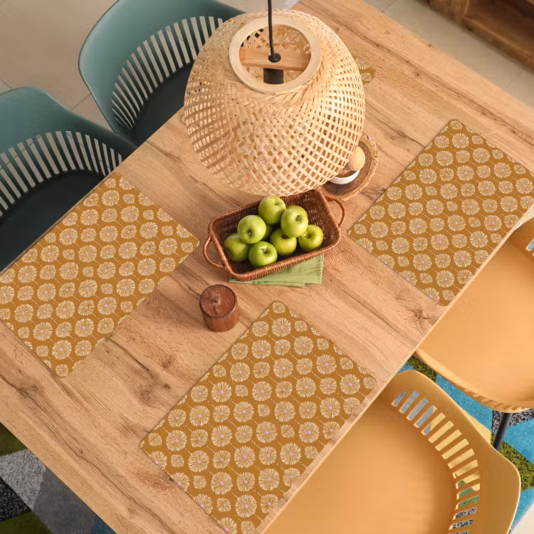 Set de table – 6 pièces - Fleurs - Moderne - Ocre — 3