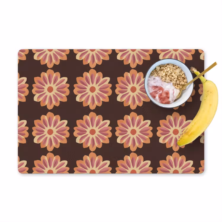 Set de table – 6 pièces - Fleurs - Motif - Marron — 1