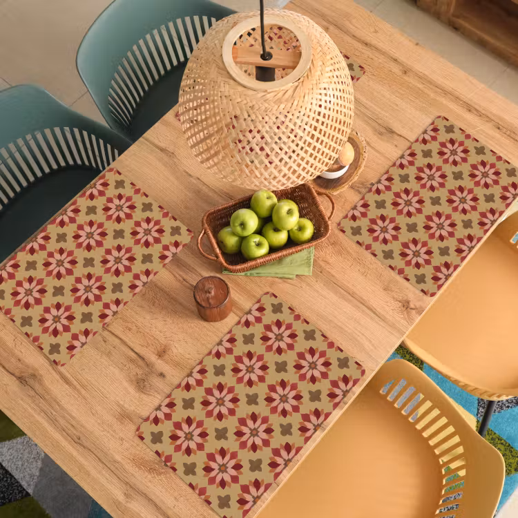 Set de table – 6 pièces - Fleurs - Rétro - Vert — 3