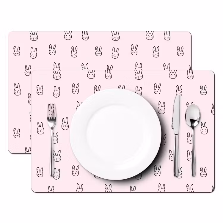 Set de table – 6 pièces - Lapins - Minimaliste - Rose — 2