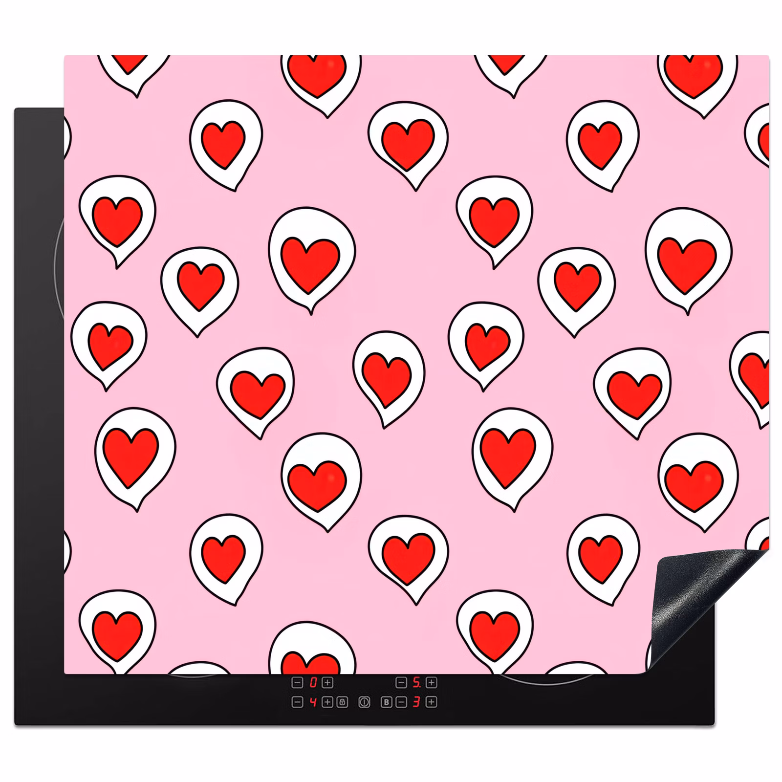 Protection plaque induction - Coeurs - Motif - Rouge — 1