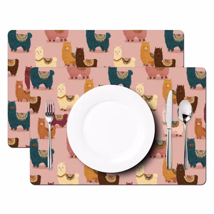 Set de table – 6 pièces - Alpagas - Motif - Coloré — 2