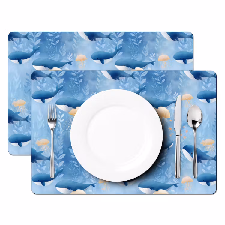 Set de table – 6 pièces - Baleines - Océan - Bleu — 2