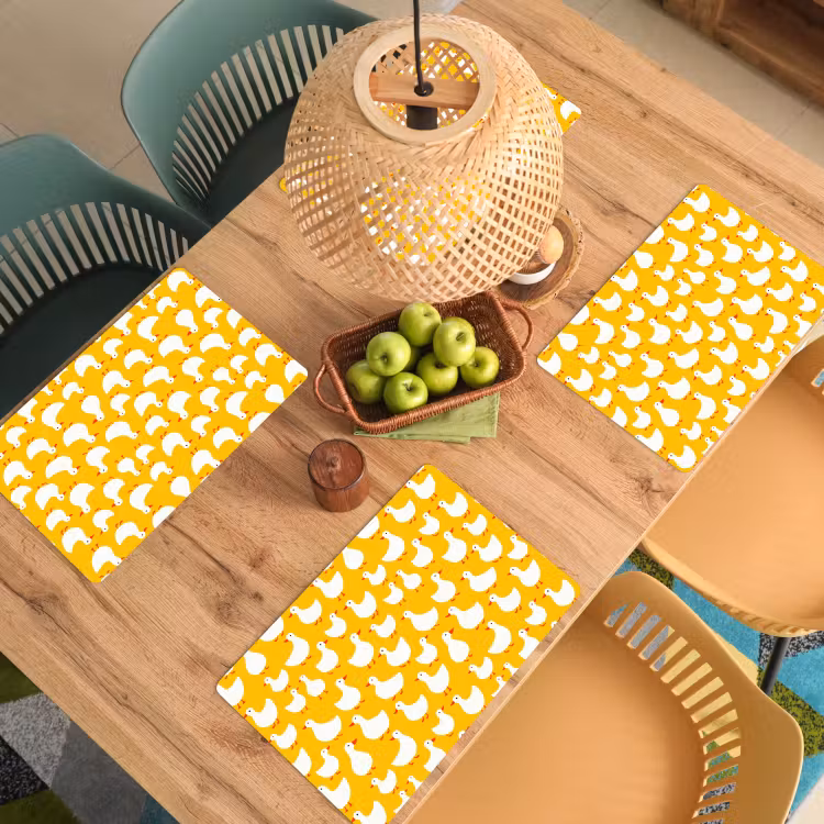 Set de table – 6 pièces - Canards - Motif - Jaune — 3