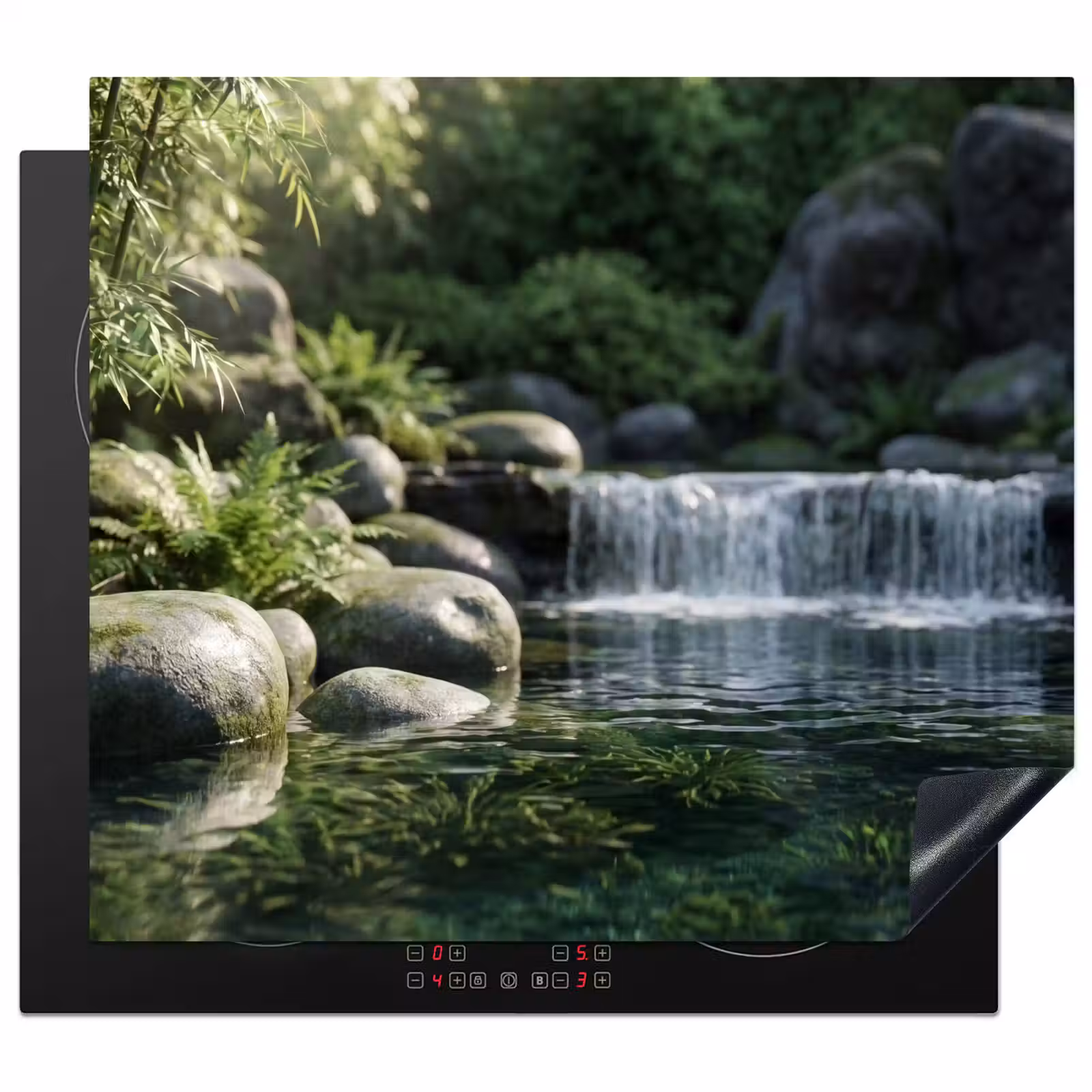Protection plaque induction - Ruisseau - Cascade - Nature - Vert — 1