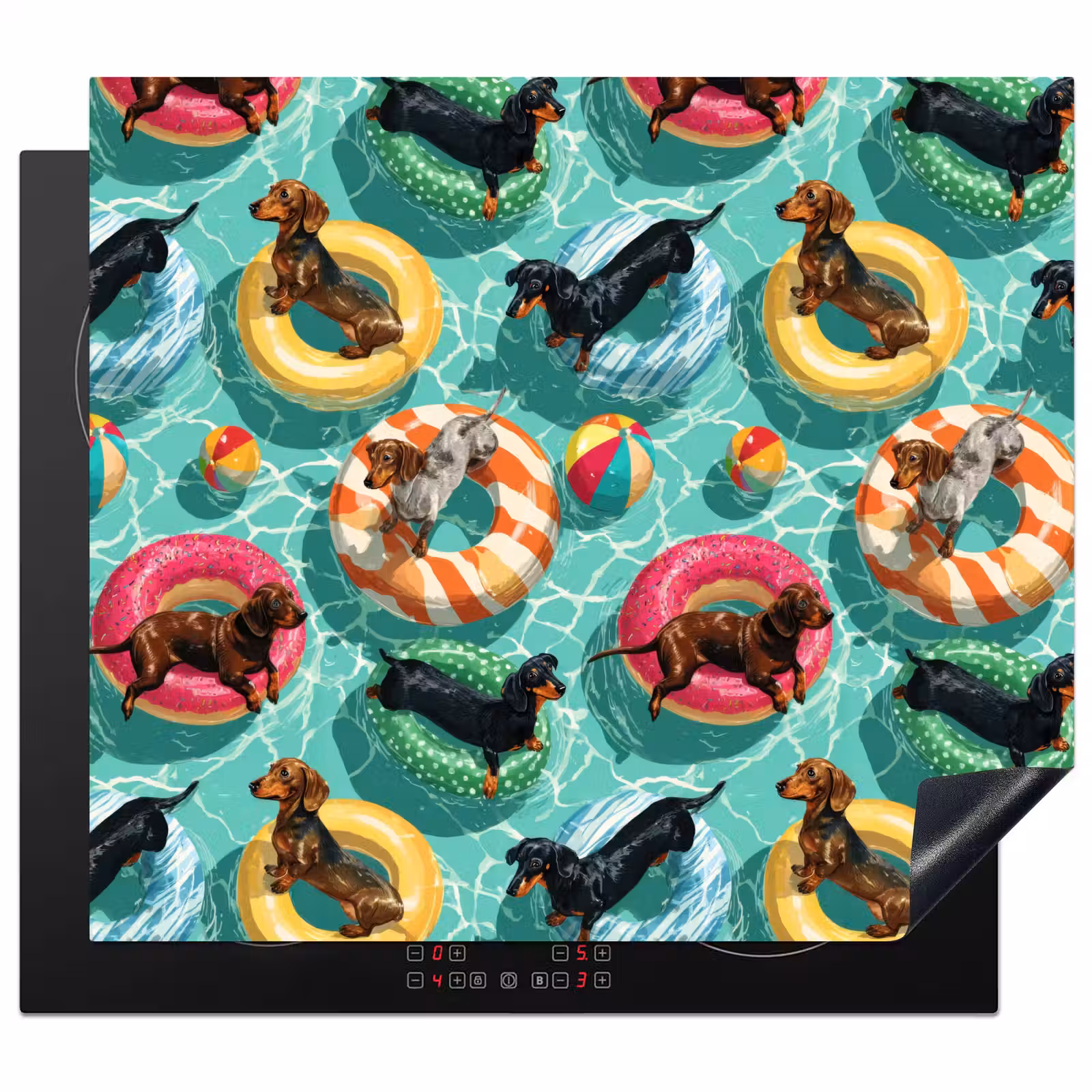 Protection plaque induction - Teckels - Piscine - Coloré — 1