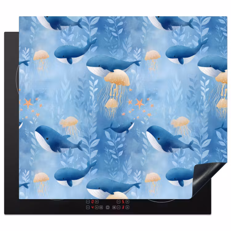 Protection plaque induction - Baleines - Océan - Bleu — 1