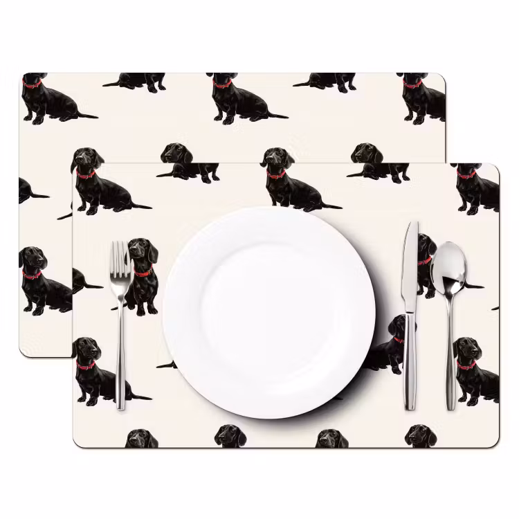 Set de table – 6 pièces - Chien - Motif - Noir — 2