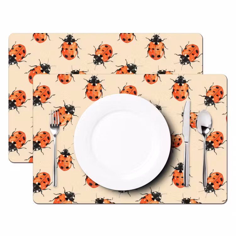 Set de table – 6 pièces - Coccinelles - Motif - Rouge — 2