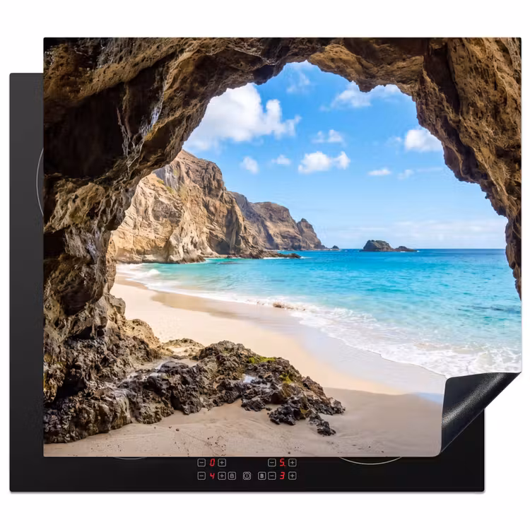 Protection plaque induction - Grotte - Plage - Mer - Bleu — 1