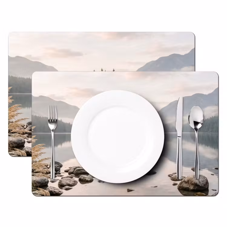 Set de table – 6 pièces - Lac - Montagnes - Paysage - Vert — 2
