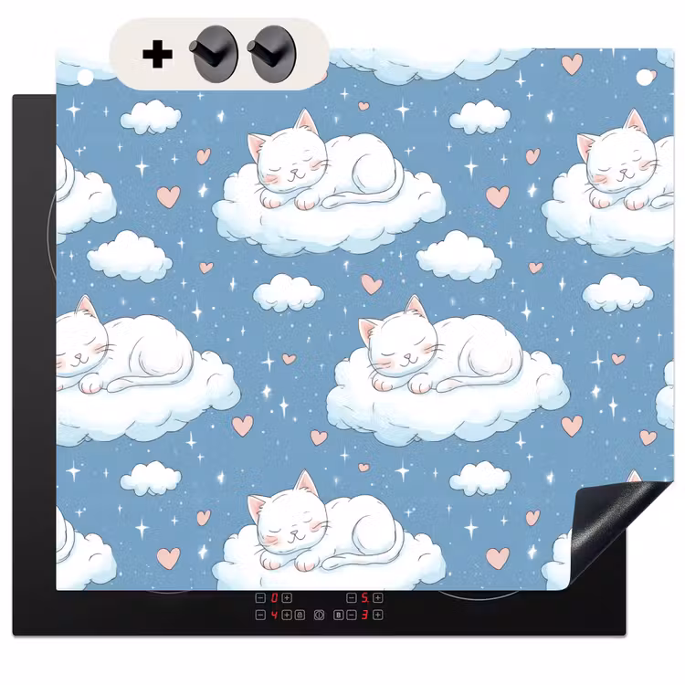 Protection à induction avec crochets - Chaton - Nuages - Bleu — 3