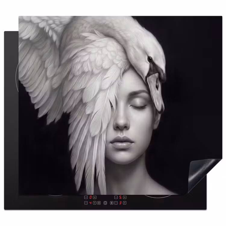 Protection plaque induction - Portrait - Cygne - Noir et blanc — 1