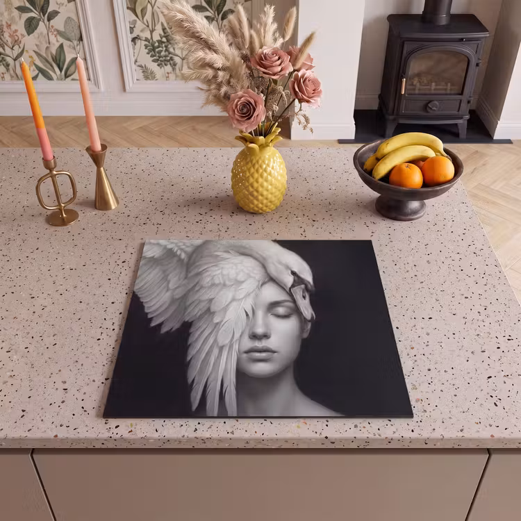 Protection plaque induction - Portrait - Cygne - Noir et blanc — 3