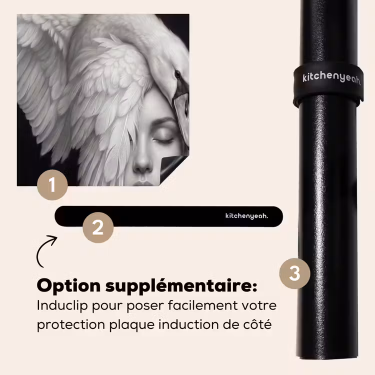 Protection plaque induction - Portrait - Cygne - Noir et blanc — 8