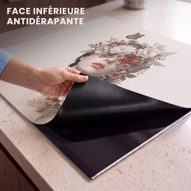 Protection plaque induction - Portrait - Fleurs - Crémé — 7