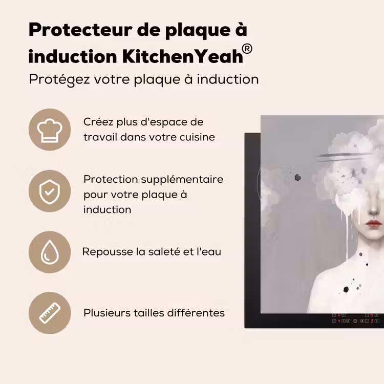 Protection plaque induction - Femme - Nuage - Gris — 5