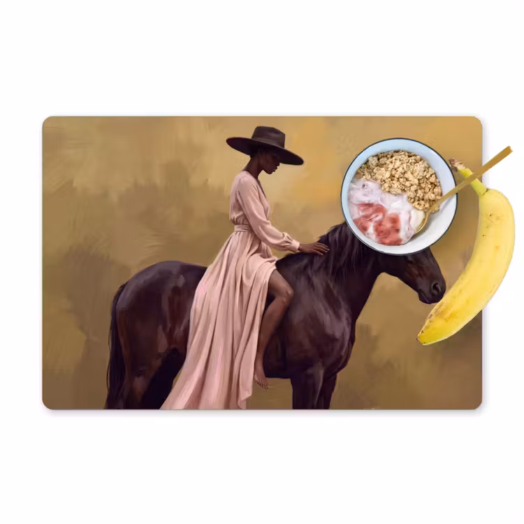 Set de table – 6 pièces - Cheval - Classique - Ocre — 1
