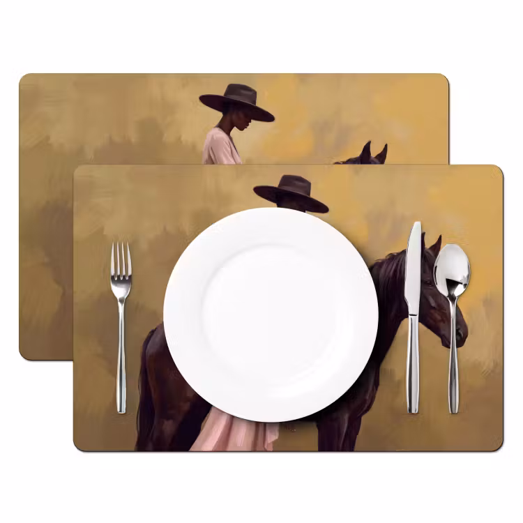 Set de table – 6 pièces - Cheval - Classique - Ocre — 2
