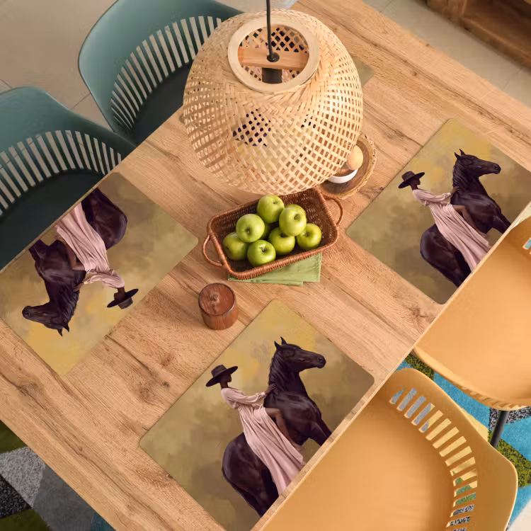 Set de table – 6 pièces - Cheval - Classique - Ocre — 3