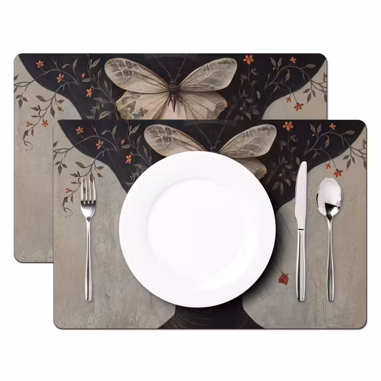 Set de table – 6 pièces - Femme - Papillon - Art - Classique - Sourdine — 2