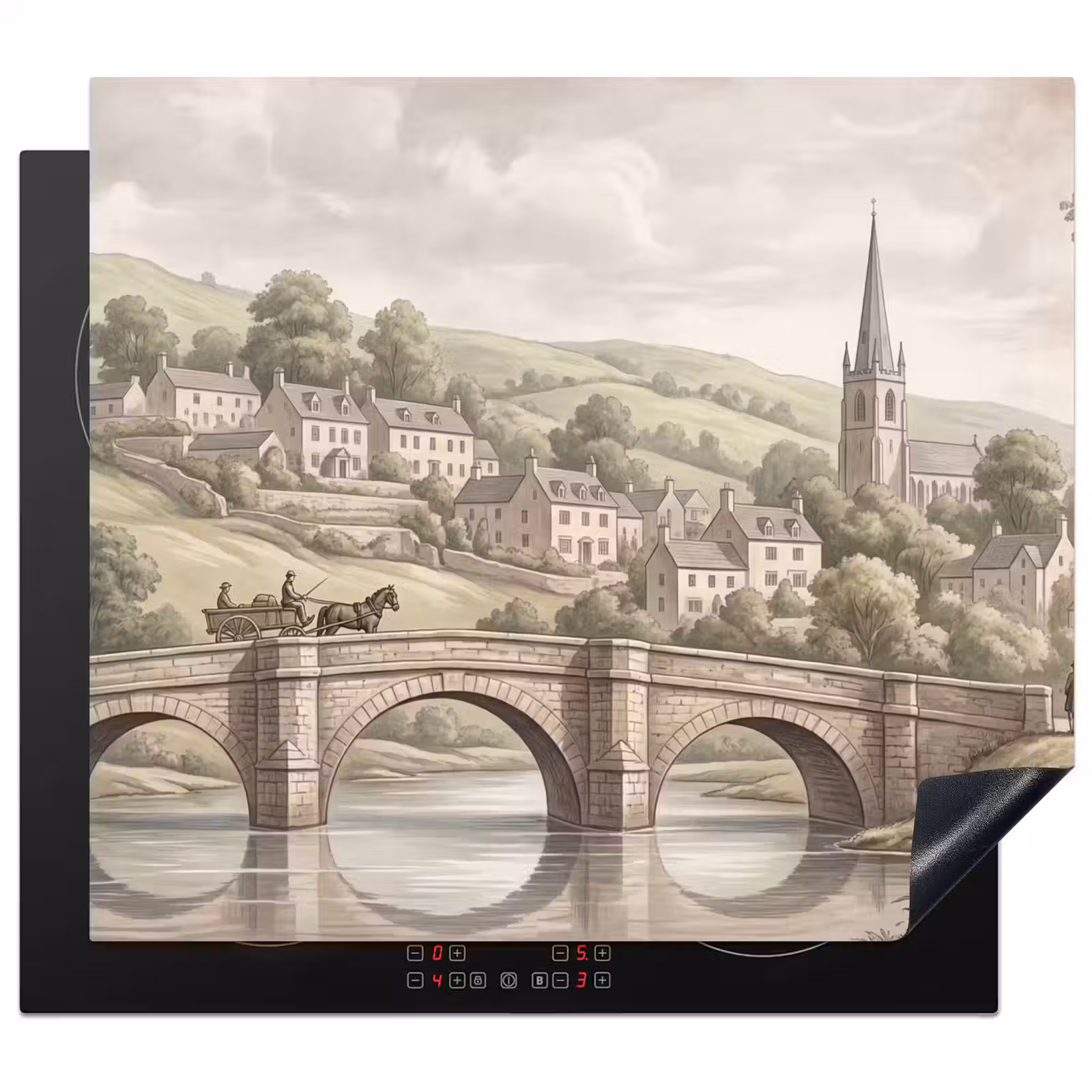 Protection plaque induction - Village - Pont - Vue - Vert — 1