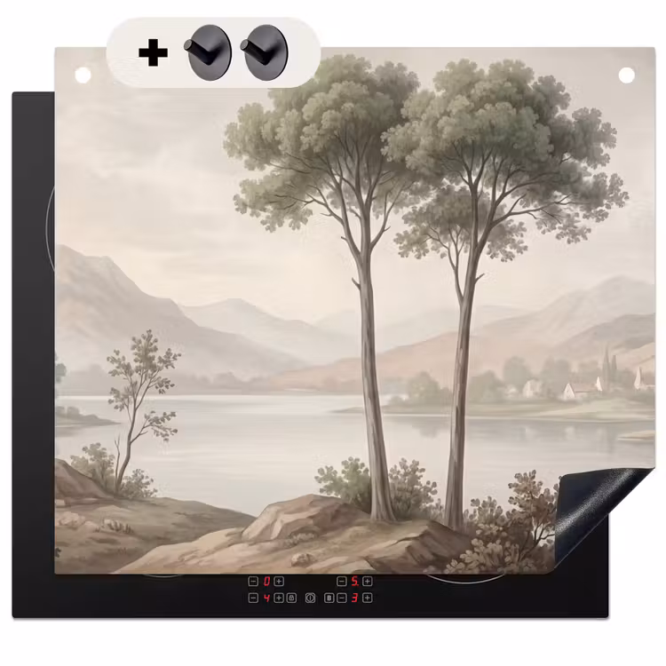 Protection à induction avec crochets - Arbres - Lac - Montagnes - Illustration — 3
