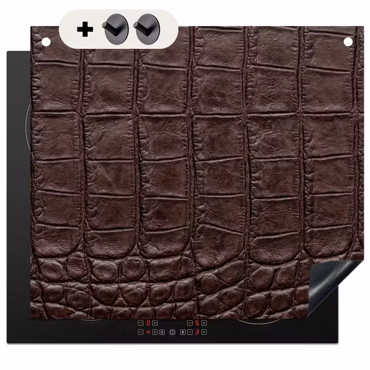 Protection à induction avec crochets - Crocodile - Cuir - Marron — 3