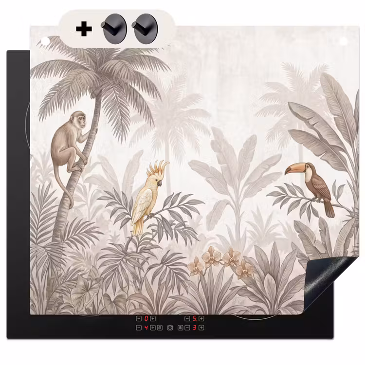 Protection à induction avec crochets - Jungle - Animaux - Palmiers — 3