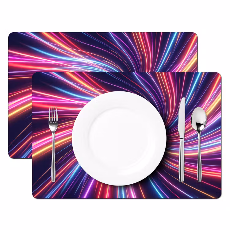 Set de table – 6 pièces - Abstrait - Tourbillon - Futuriste - Néon — 2