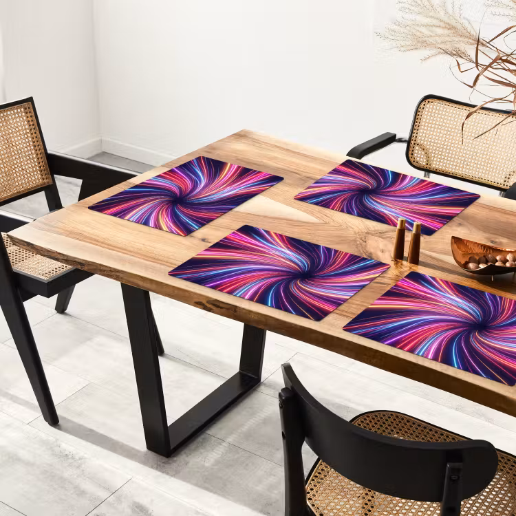 Set de table – 6 pièces - Abstrait - Tourbillon - Futuriste - Néon — 4