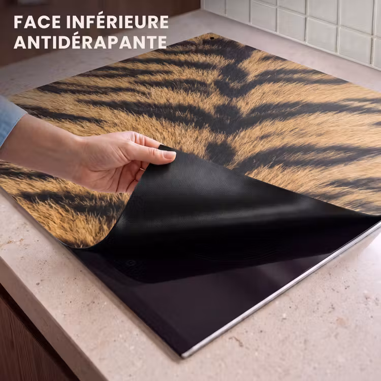 Protection à induction avec crochets - Réaliste - Fourrure de tigre - Noir — 4