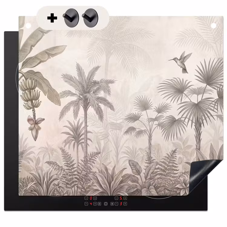 Protection à induction avec crochets - Jungle - Arbre de piste - Colibri - Beige — 3