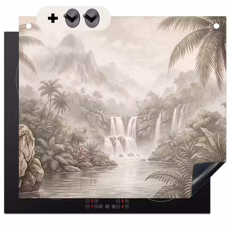Protection à induction avec crochets - Jungle - Cascades - Tropical - Illustration — 3