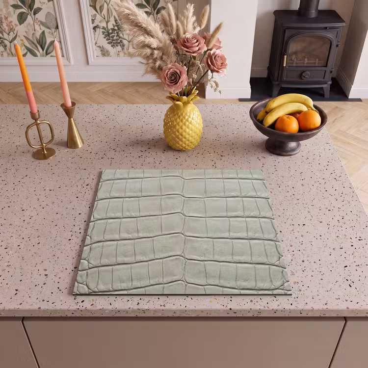 Protection plaque induction - Cuir de crocodile - Écailles - Vert — 3