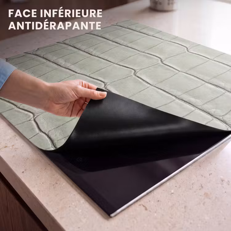 Protection plaque induction - Cuir de crocodile - Écailles - Vert — 7