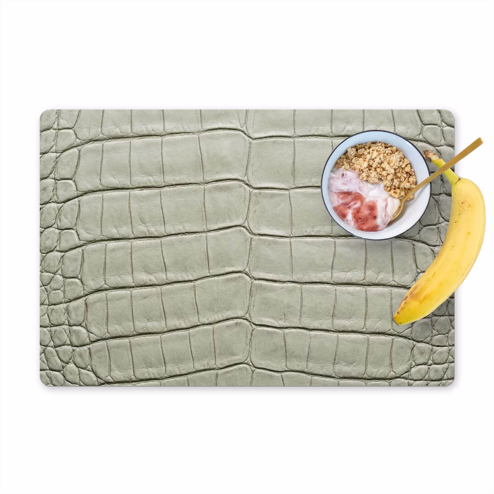Set de table – 6 pièces - Cuir de crocodile - Écailles - Vert — 1