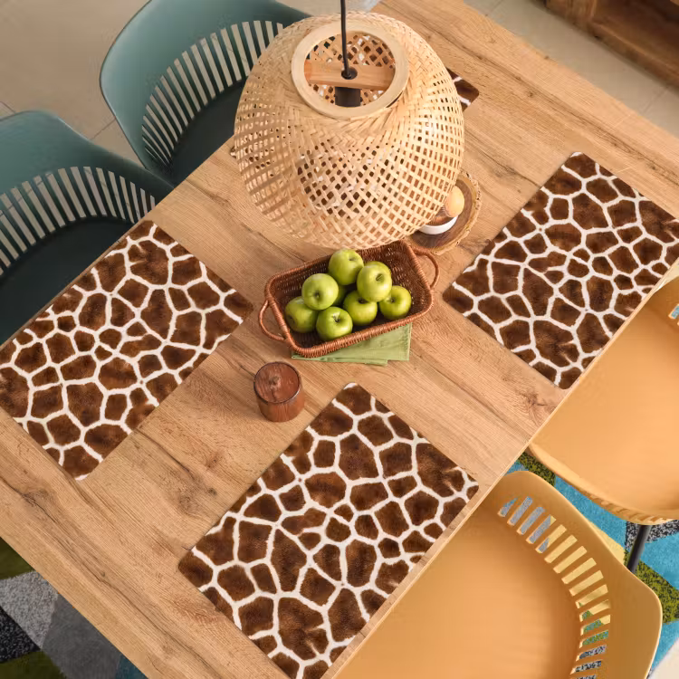 Set de table – 6 pièces - Girafe - Manteau - Classique - Marron — 3