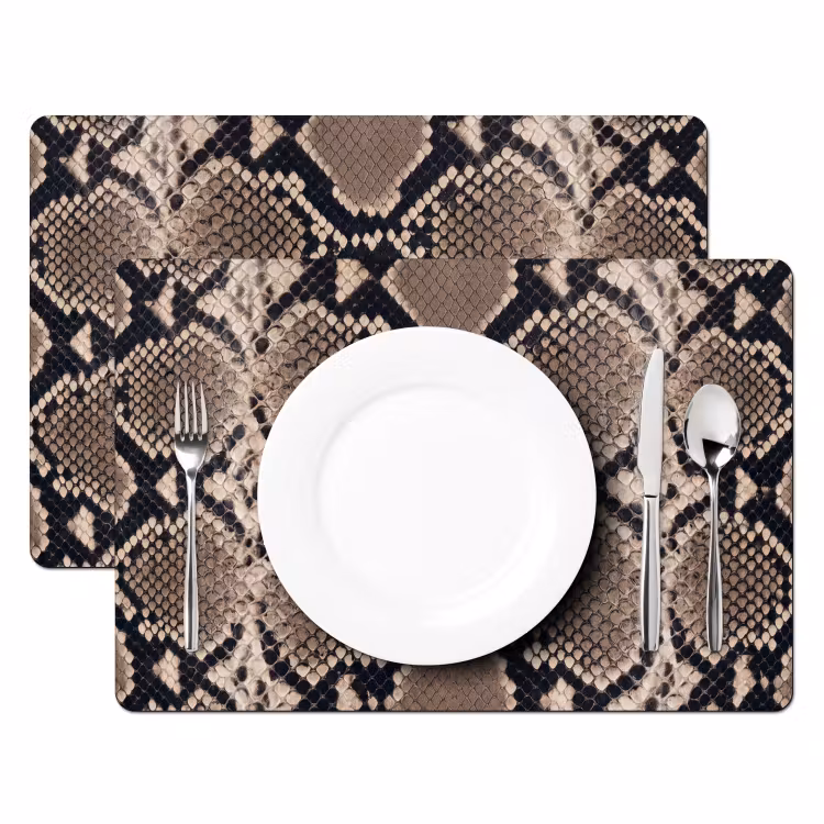 Set de table – 6 pièces - Imprimé serpent - Python - Marron — 2