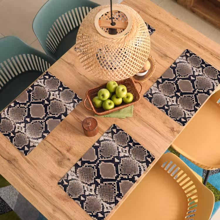 Set de table – 6 pièces - Imprimé serpent - Python - Marron — 3