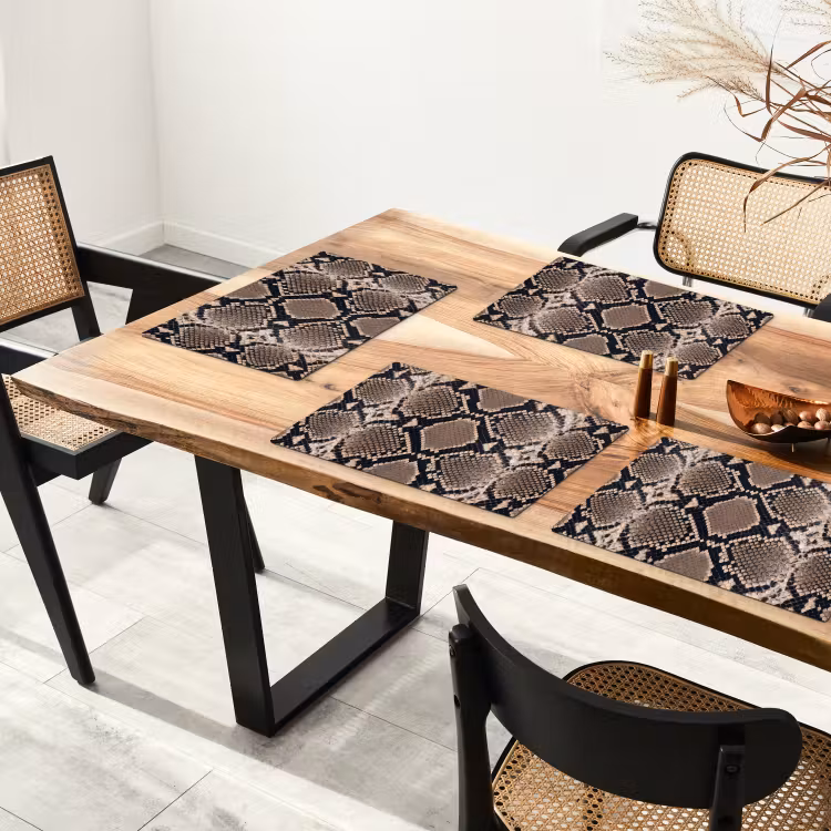 Set de table – 6 pièces - Imprimé serpent - Python - Marron — 4