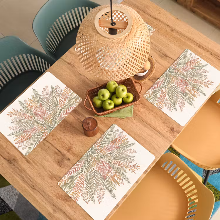 Set de table – 6 pièces - Botanique - Aquarelle - Coloré — 3