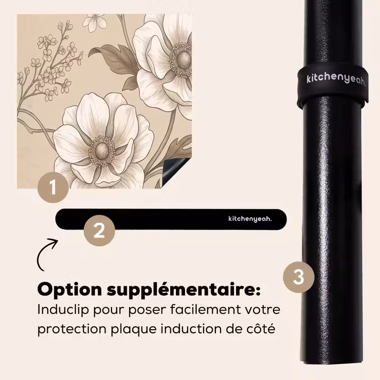 Protection plaque induction - Fleurs - Motif - Beige — 8