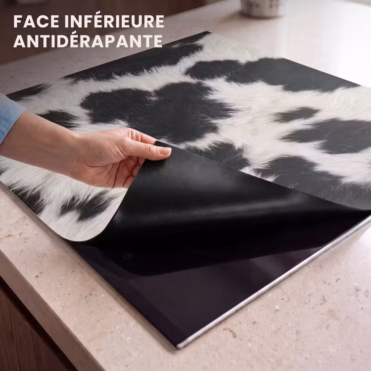 Protection plaque induction - Fourrure - Texture - Noir - Blanc — 7