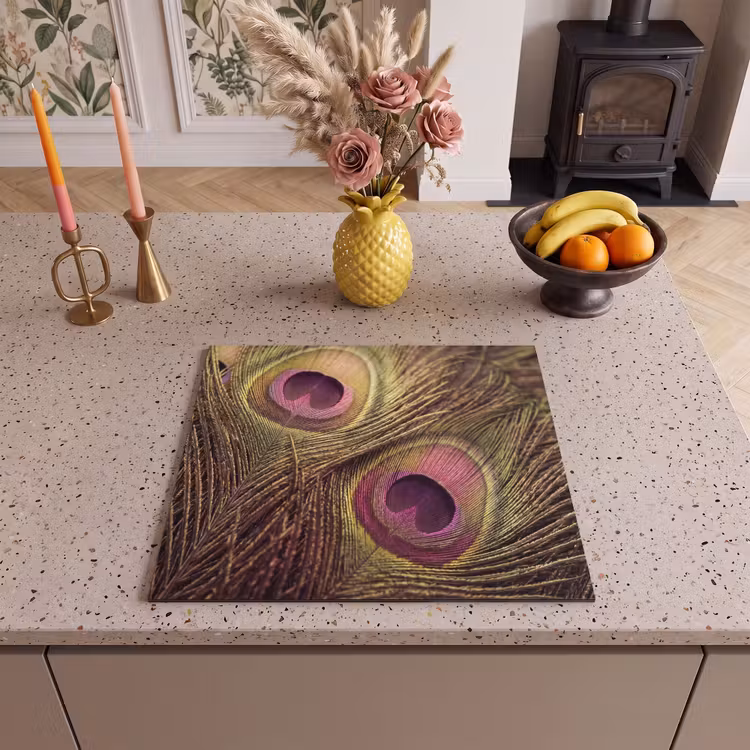 Protection plaque induction - Paon - Plumes - Violet - Vert — 3